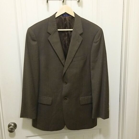 Turnbury Mens Blazer 40 R Brown Silk Wool Sport Coat 2 Button Single Vent Jacket - Picture 1 of 11